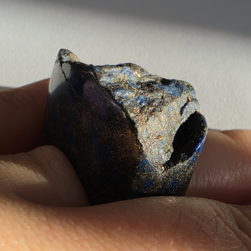 Carved Lapis Lazuli Chunky Band Ring Real Stone Pyrite Inclusions Size 7 - Picture 4 of 15